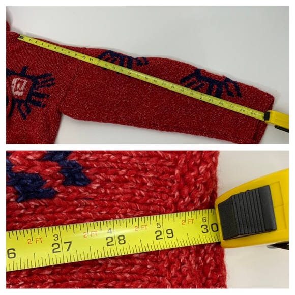 La Llama 100% Wool Full Zip Hand Knit Drop Shoulder Shacket Hoodie From Ecuador - Picture 15 of 16